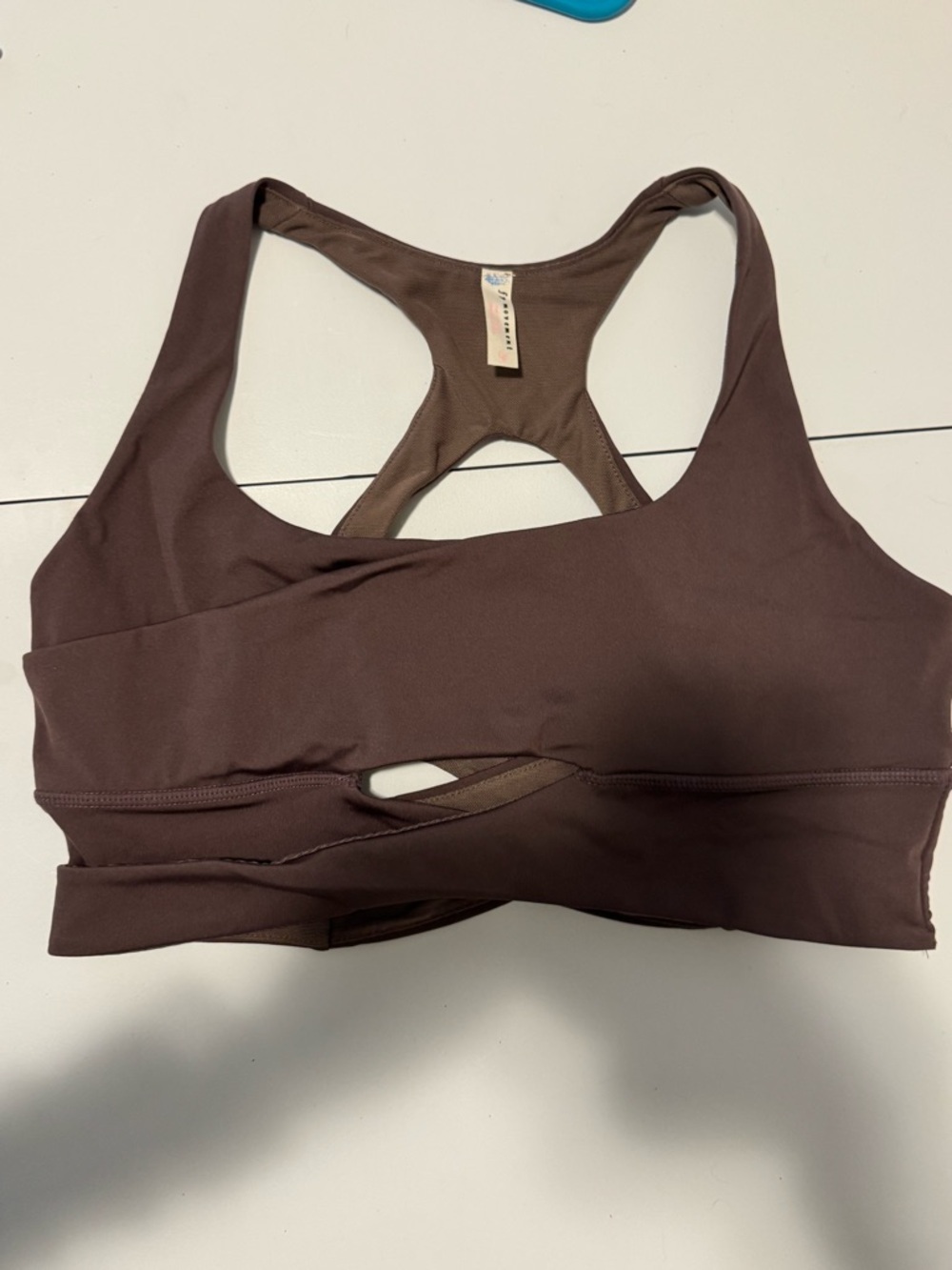 Free People Cocoa  Brown Racerback Cutout Sports Bra Size Large - Picture 3 of 6
